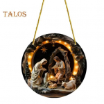 S&uuml;ndimisstseen J&otilde;ulukaunistused &uuml;mmargused akr&uuml;&uuml;list P&uuml;ha pere rippuvad kaunistused j&otilde;ulude koduukse seina aknakaunistuseks mitmev&auml;rviline