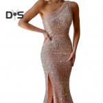 Naiste &otilde;htukleit, kaldus kaelus, &uuml;ks &otilde;lg, varrukateta, litritega, l&otilde;hikuga &auml;&auml;ris, &otilde;huke peokleit, suve&otilde;htune maksikleit S must