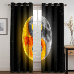 Hiina stiilis Tai Chi Bagua mustvalge mustrikujundusega kardinad 2 paneeli elutuba magamistuba r&otilde;du k&ouml;&ouml;k akna kaunistus 50W130H(CM)X2PCS&Grommet Top