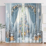 2 tk komplekt j&otilde;ulupuu mustriga kardinad - pooll&auml;bipaistvad, tunneliga disain magamistoa, elutoa ja kontori kaunistamiseks - masinpestavad 2x50W160H(CM)40x63in&Rod Pocket white