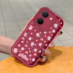 Pehme silikoonist ruudukujulise redeli mustriga telefoni&uuml;mbris, t&auml;ielikult kattev, kaamera p&otilde;rutuskindel kaitse, kummist &uuml;mbris Vivole Vivo V25 Pro 5G tumepunast v&auml;rvi