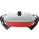Multifunktsionaalne mittenakkuva elektriline kuumapott: Shabu-Shabu, hautis, praad, kinkekomplekt. 43*30*12.2cm square pot punane