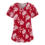 Naiste moodsad V-kaelusega l&uuml;hikeste varrukatega t&ouml;&ouml;r&otilde;ivad, taskutega, tr&uuml;kitud topid S must