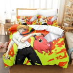 Pochita Chainsaw Man Voodipesukomplekt &Uuml;heinimese Twin T&auml;is Queen King Suurusega Voodikomplekt T&auml;iskasvanu Laste Magamistuba Tekikotiga Komplektid Anime Voodilina Komplekt AU Single 140x210cm