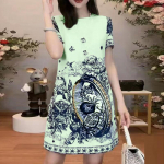 ZANZEA Naiste suvised &uuml;mara kaelusega l&uuml;hikeste varrukatega tr&uuml;kitud v&ouml;&ouml;kohaga kleidid XL valge