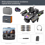 Uus V188 RC droon 8K HD aerofotograafia ESC kolm kaamerat optilise voolu positsioneerimine takistuste v&auml;ltimise WIFI FPV harjadeta neljakopteri m&auml;nguasi kingitus 6K 1B valge
