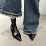 Naiste poolsaapad Ehtsast nahast t&otilde;mblukk Turske konts Terava ninaga s&uuml;gistalvisaapad K&otilde;rged kontsad Kingad Suurus 35 must