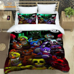 F-Five-Nights At Freddy's FNAF voodipesukomplekt King Twin Double Boys voodipesu Mirkofiibrist v&otilde;i pol&uuml;estrist tekikott 155x215cm 3pcs