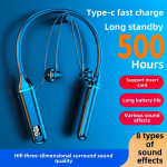 Kaelus Bluetoothi ​​toiteekraan Juhtmevaba kaela Bluetooth-peakomplekt Sportlik eriti pikk ooterežiimi peakomplekt must