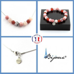 Pierres et Min&eacute;raux. Parure bijoux Bracelet Collier perles Opale Rose + Rhodonite + Agate Taille personnalisable.