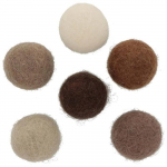 Pompons en laine feutr&eacute;e - Beige/Brun - 2,5 cm - 12 pcs