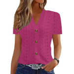 Naiste pluusid, pidulikud vabaaja V-kaelusega pluusid, &uuml;hev&auml;rvilised l&uuml;hikeste varrukatega pluusid, vabaaja topid, suvine s&auml;rk M