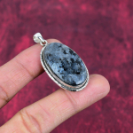 Larvikite ripats, 925 Sterling h&otilde;bedast ripats v&auml;&auml;riskivide ehted, k&auml;sitsi valmistatud ripats, imelised ehted, kingitus talle 1.85 Inches