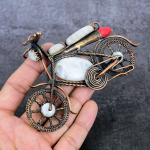 Moonstone, Coral Handmade Copper Wire Wrap Jewelry Pendant 2.96 n5o00