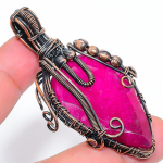 Ruby(Simulated) Gemstone Copper Wire Wrap Jewelry Pendant 2.60 q3v63