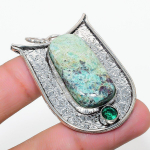 Ruby in Fuchsite, Diopside Ethnic 925 Sterling Silver Jewelry Pendant 2.05 n2F99