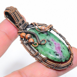 Ruby in Zoisite Handmade Copper Wire Wrap Jewelry Pendant 2.56 M9O76