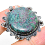 Ruby in Fuchsite Ethnic Handmade 925 Sterling Silver Jewelry Pendant 1.58 v8M31