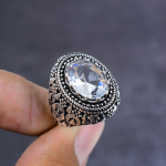 White Topaz Handmade 925 Sterling Silver Jewelry Ring Size 9 Gift For Her f4i86
