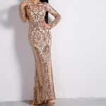 Naiste litritega &otilde;htukleit, pikk kalasaba kehaga ballikleit, pidulik merineitsi maxi kleit L kuld