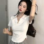 L&uuml;hikeste varrukatega T-s&auml;rk Naiste l&uuml;hike k&otilde;hn T-s&auml;rk Suvine disain Retro Kuum T&uuml;drukute Top Riided Polo M