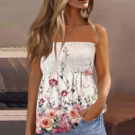 Naiste topid, armas seksikas &otilde;lavaba mustriga varrukateta T-s&auml;rk L beež