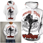 Kickboxing Muay Thai Poks MMA UFC Jakk Kapuutsiga Dressipluus &Uuml;likond Pikkade Varrukatega Unisex Mehed Naised Treening&uuml;likonnad Treening Prindiga Treening 4XL gray