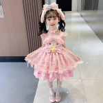 T&uuml;drukute Melody Lolita printsessikleit Suvekleit Rihmadega Puhvkleit T&uuml;druk Baoyu Guigou Magus kleit 140 roosa