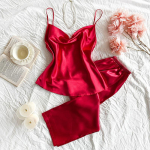 Pidžaamad kevadsuvised traksid Pikad p&uuml;ksid, &uuml;likond, mood Seksikas &otilde;hukese osaga simulatsioon siidist koduriided L