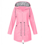 Naiste Solid Stripe vihmajope Outdoor Plus veekindel kapuutsiga vihmamantel Tuulekindel M roosa