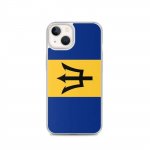 Coque iPhone 13 &ndash; PIXELFORMA &ndash; Drapeau de la Barbade &ndash; T&auml;ielik kaitse &ndash; Silikoonist supp &ndash; Noir