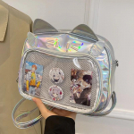 Moodne Korea Jaapani Kawaii Kass Ita Kott Y2K Armas PU &Otilde;lakott Harajuku L&auml;bipaistev Taskuga Naiste Seljakotid JK Koolikotid h&otilde;be