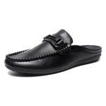 Suur suurus 39-46 Avatud seljaga vabaajajalatsid M&uuml;tsid Mehed 2025 Suvi Nahast Mokassiinid Tuhvlid Poolkingad Slip-on Lamedad Sandaalid 39 black