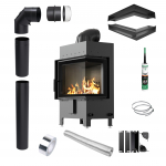 KRATKI LUCY Right Fireplace Insert 12 kW fi200 BLACK Lufty Pipe Set