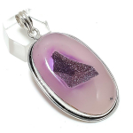 Pink Botswana Druzy Gemstone Handmade 925 Sterling Silver Pendant 2.44 z9l47