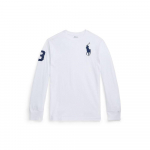 Polo Ralph Lauren Laste T-s&auml;rk Ss23 Tikitud logoga &Uuml;mmargune kaelus Pikkade varrukatega Laste pluusid Valge 323853891-009 S