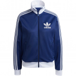 Adidas Originals Beckenbauer Treeningjakk Triibulise Logotr&uuml;kiga Seisukrae T&otilde;mblukuga Pikkade Varrukate Dressipluus Naiste dressipluus Tumesinine IY2222 XS