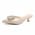 Moodne Terava Otsaga Madal Sisseastuv Rhinestone Ruudukujulise Pandlaga Stilettokanna Poolsaapad Naiste Mood Libisemisvastased Kulumiskindlad Wrap-stiilis 35