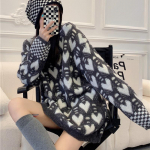 Naiste s&uuml;gis- ja talvine kootud s&uuml;damega topp naiste keskmise pikkusega sviiter One Size