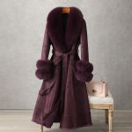 Imiteeritud k&uuml;&uuml;likunahast karvaga integreeritud mantel uus keskmise pikkusega ja pikk karusnahast naiste p&otilde;lvini ulatuv imiteeritud rebaseshkarakaga mantel slim fit L black