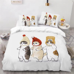 Mofusand Anime H&uuml;ljes Kass Voodipesu Komplektid Tekk Voodikate Tekk Tekikott Padjap&uuml;&uuml;r 2-3 Osaline Komplekt Toa Dekoor Kingitused EU Single 135x200cm