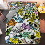 Multikas Dinosaurus Voodipesukomplekt &Uuml;heinimesevoodi, Queen-suurus, King-suurus Boho Tekk/Tekikott Pol&uuml;ester Tepitud Kate Padjap&uuml;&uuml;r Pehme Voodipesu 70x133cm 2pcs