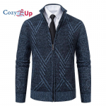 Cozy Up Meeste kampsunid T&auml;islukuga klassikaline pehme kootud kardiganjakk taskutega 3XL sinine