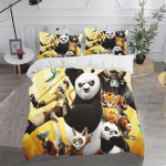 Kungfu Panda Kodu Anime 3-osaline komplekt 1 tekikate 3D Laste voodipesu padjap&uuml;&uuml;rikuga Sobib lastele ja t&auml;iskasvanutele 135x200cm white