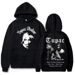 R&auml;ppar Tupac 2Pac 2025 S&uuml;gis ja Talv 100% Puuvill Tr&uuml;kitud Kapuutsiga Dressipluusid Meeste Dressipluusid Hip Hop Unisex Kapuutsiga Harajuku Populaarne M black