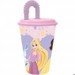 Gobelet - TATAWAY - Disney Princesses - 430 ml - Paille int&eacute;gr&eacute;e - Couvercle souple roosa