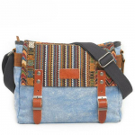 Trendikas Retro Etniline Crossbody Messengeri kott, Meeste V&auml;ike Ruudukujuline Lehma Nahast &Otilde;lakott sinine
