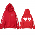 Laulja Yungblud Black Hearts Club lukuga kapuutsiga pusa mees fliis puuvill lukuga kapuutsiga pusad meestele naistele rock vintage &uuml;lem&otilde;&otilde;duline lukuga jakk 2XL punane