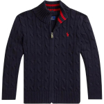 Polo Ralph Lauren kampsun FW25 Puuvillane punutud soonik T&auml;ispikk t&otilde;mblukk K&otilde;rge kaelus Pikkade varrukatega Lastele Laste kampsun 323A95566-001 L