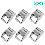 1 6Pcs 25MM Silver Metal Cam Buckle Ratchet Cargo Lashing Outdoor Sports nylon webbing Roof Mounted Luggage Cargo 6pcs a lot